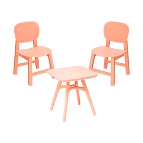 6 Conjunto Infantil com 2 Cadeiras e 1 Mesa Pipa Rivatti Polipropileno -PP- Pessego